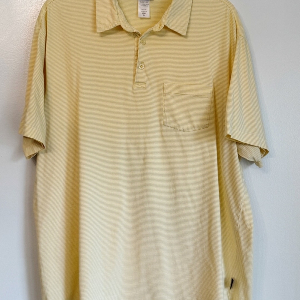 Patagonia Men’s Striped Polo Size XL Yellow Organic Cotton Sustainable Casual